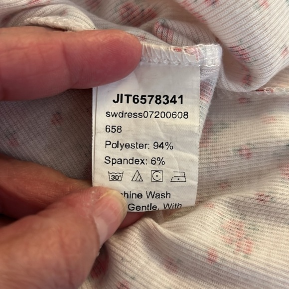 Shein White & Red Pink Roses 90's Y2K V-Neck Lace Neckline Summer Dress Size S - Picture 6 of 7